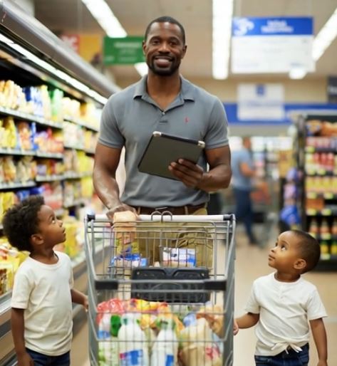Marcus shopping with his boys
